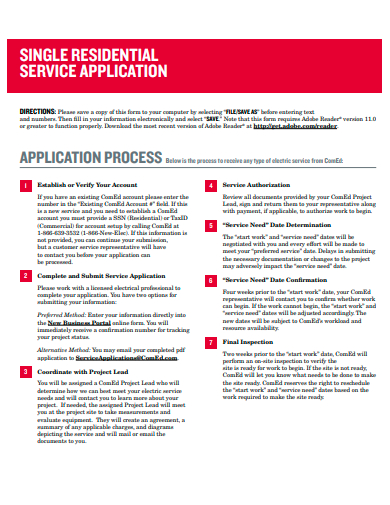 single residential service application template