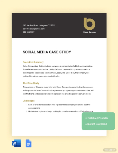 social media case study template
