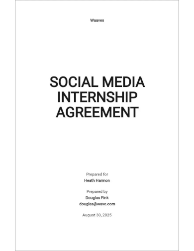 social media internship agreement template