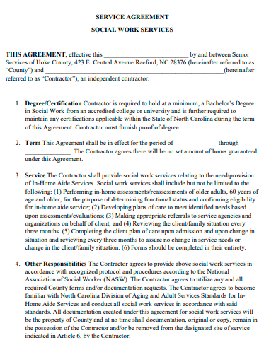 social work services agreement template