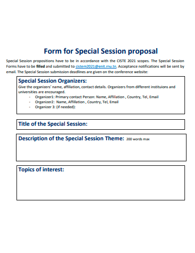 special session proposal form template