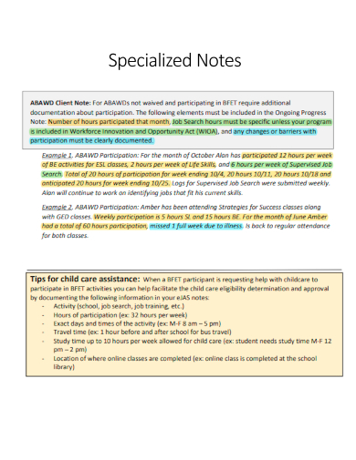 specialized notes