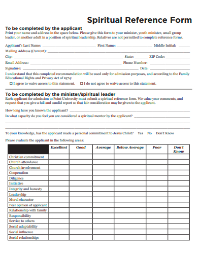 spiritual reference form template
