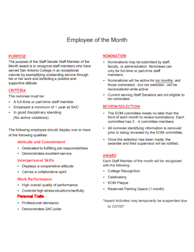 staff employee of the month form