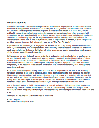 standard policy statement template