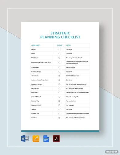strategic planning checklist template