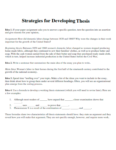 strategies for developing thesis
