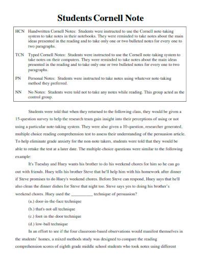 students cornell note