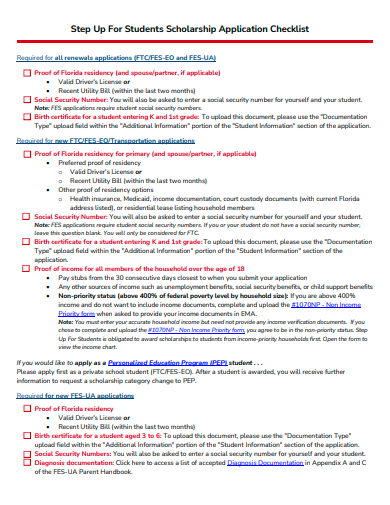 students scholarship application checklist template