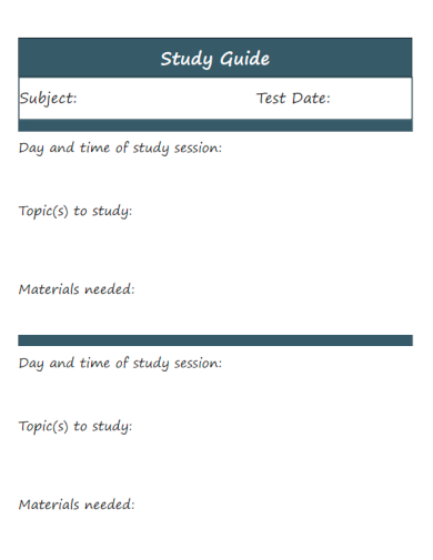 study guide format