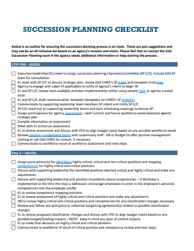 succession planning checklist template