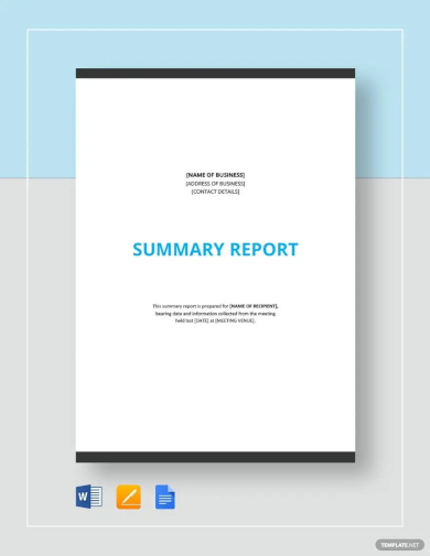 summary report template