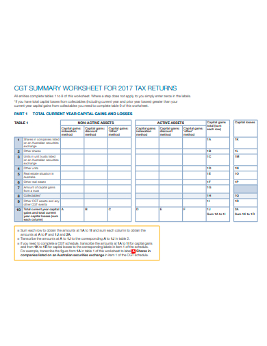 summary worksheet for tax returns template