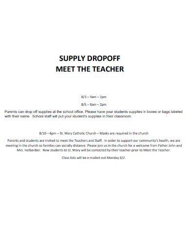 supply dropoff meet the teacher
