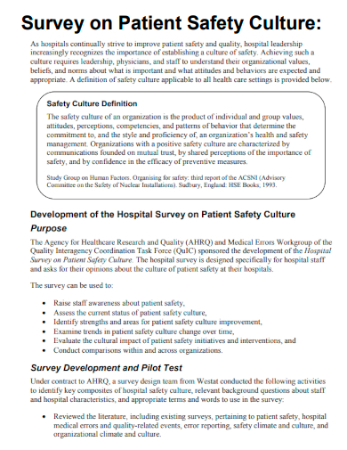 survey on patient safety culture