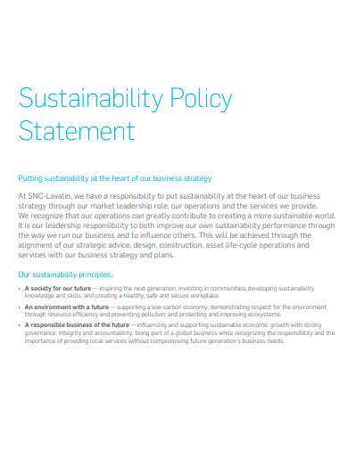 sustainability policy statement template