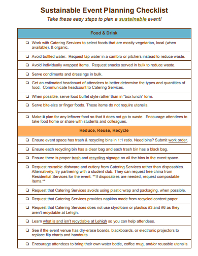 sustainable event planning checklist template