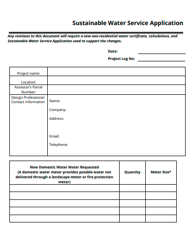 sustainable water service application template