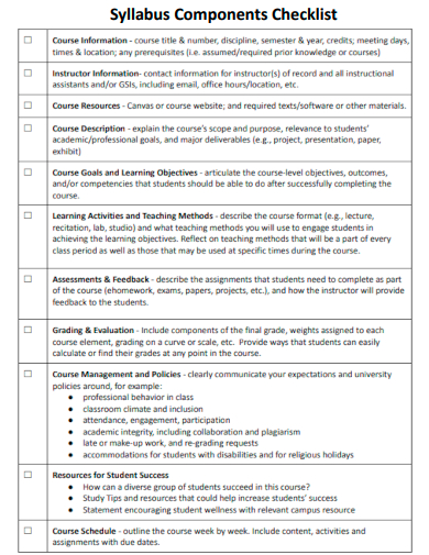 syllabus components checklist
