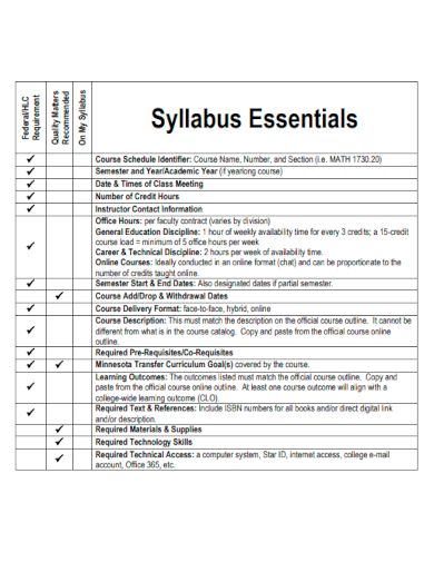 syllabus essentials