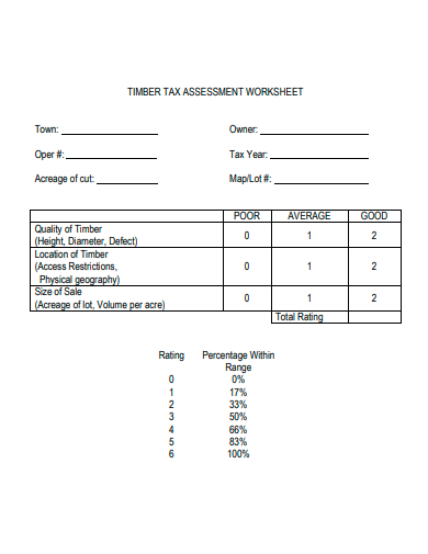 tax assessment worksheet template