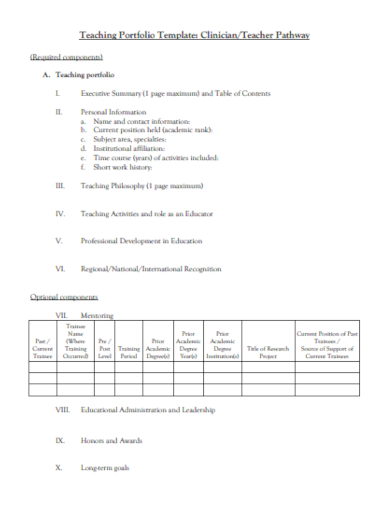 teaching portfolio template