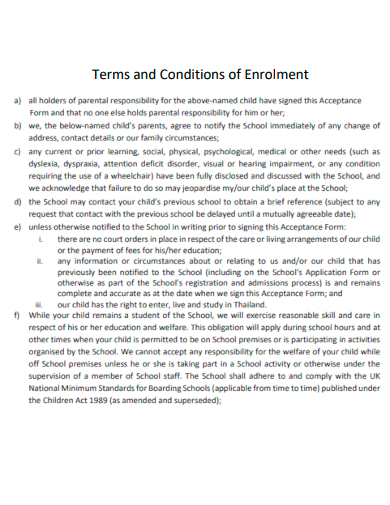 terms and conditions of enrolment