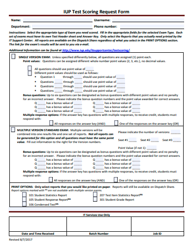 test scoring request form template