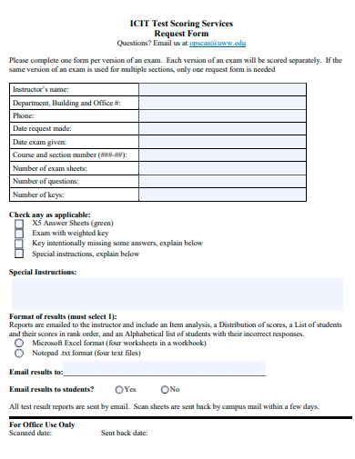 test scoring services request form template