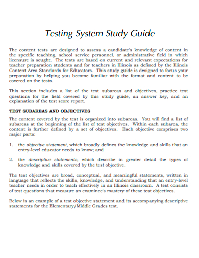 testing system study guide