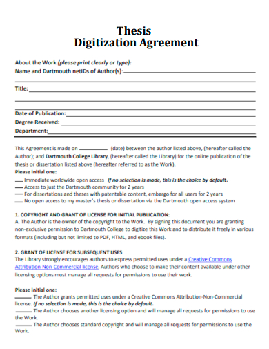 thesis digitization agreement