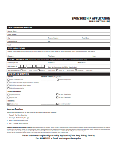 third party billing sponsorship application template