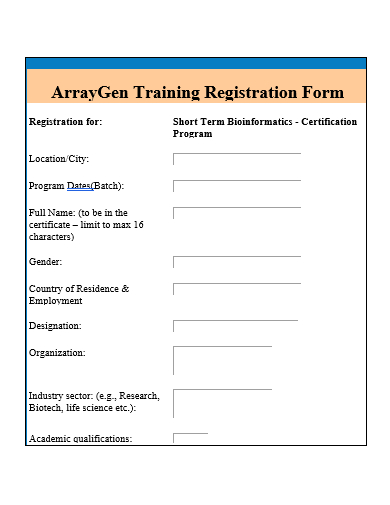 training registration form template
