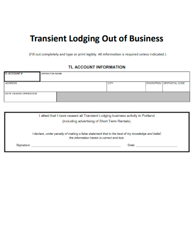 transient lodging out of business