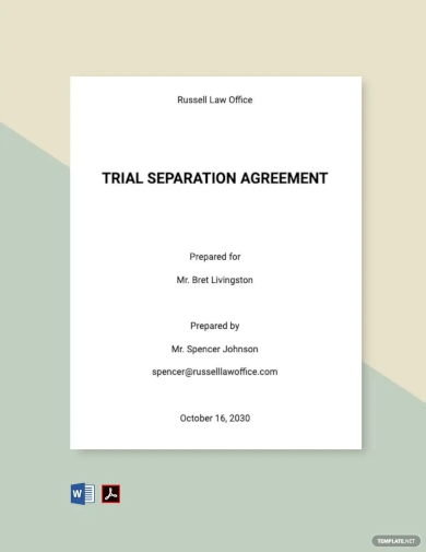 trial separation agreement template