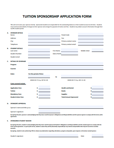 tuition sponsorship application template