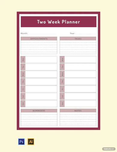 two week planner template