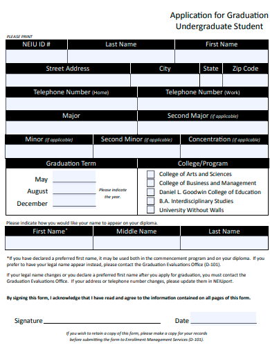 undergraduate student application for graduation template