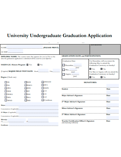 university undergraduate graduation application template