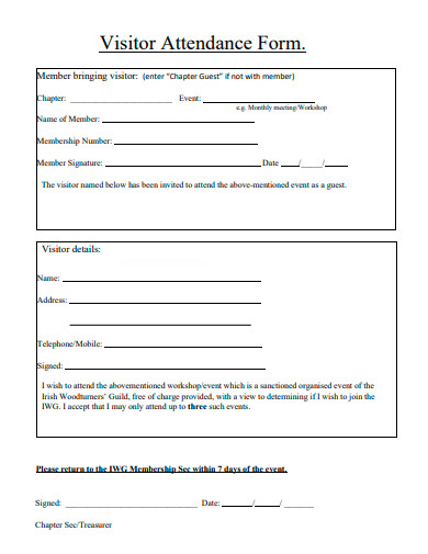 visitor attendance form template