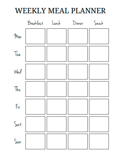 weekly meal planner example