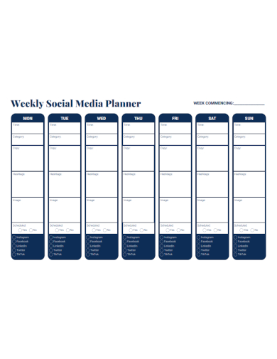 weekly social media planner