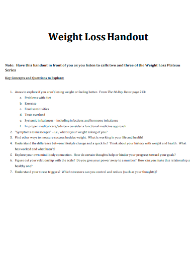 weight loss handout