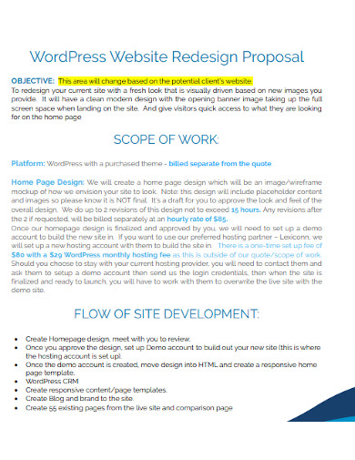 wordpress website redesign proposal