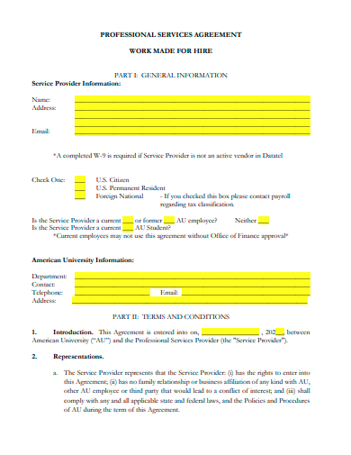 work for hire professional services agreement template
