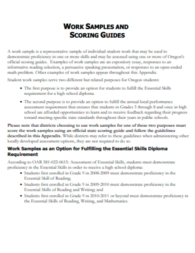 work samples and scoring guide