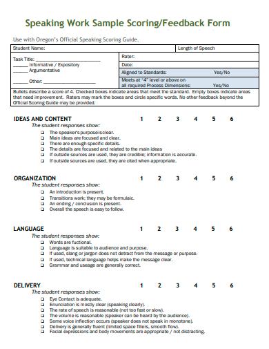 work scoring feedback form template