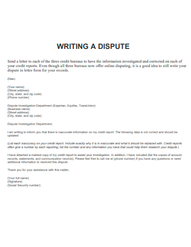 writing a dispute letter