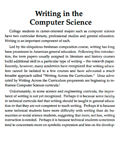 writing in the computer science