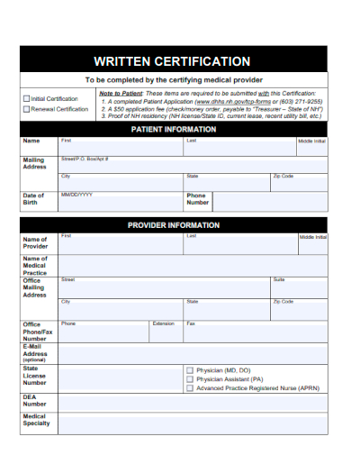 written certification